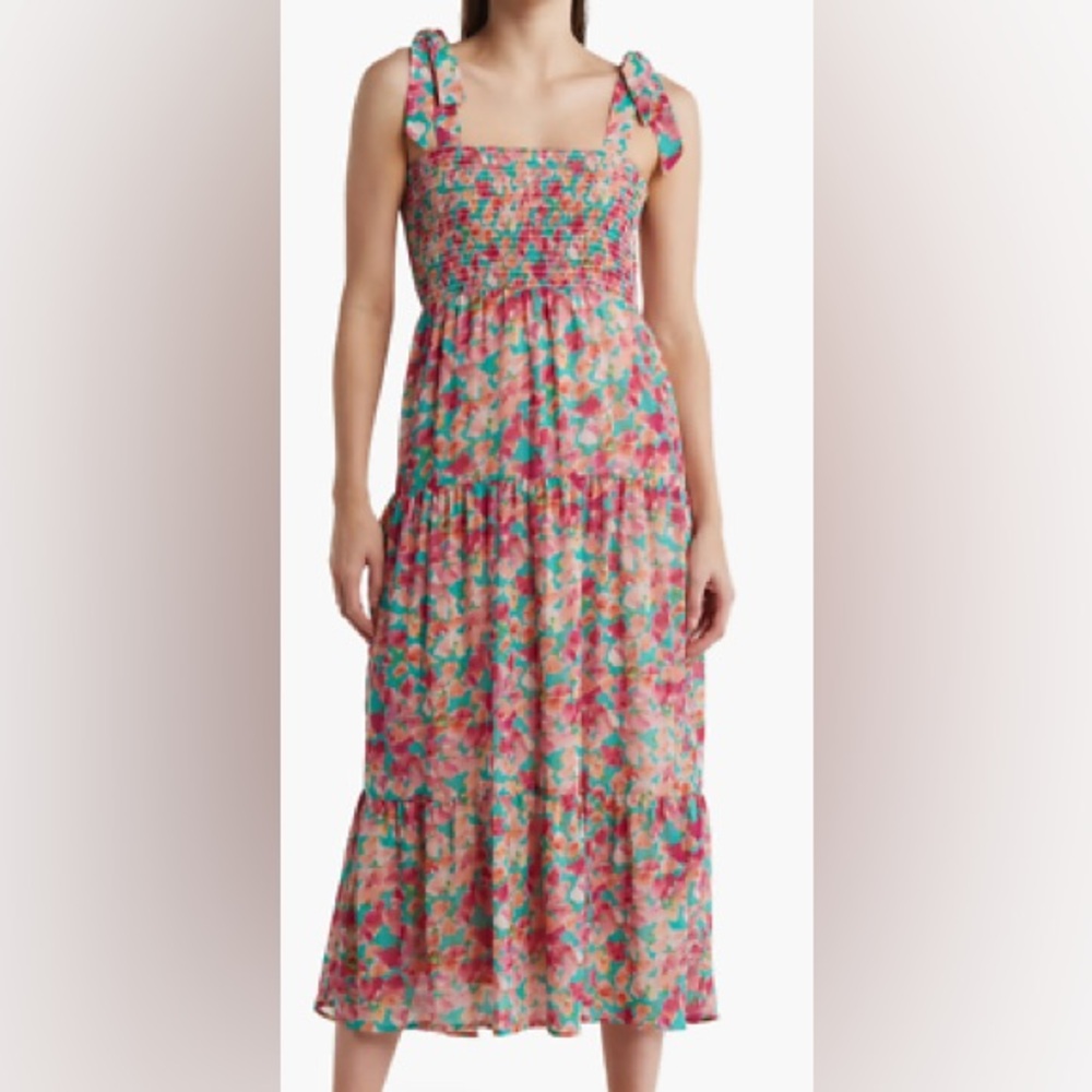 Colorful Smocked Floral Dress